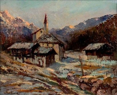 EZIO FRESCURA (nato Alessio Ortolan: Calalzo di Cadore, 1872 - Treviso, 1926) : Calalzo di Cadore...  - Auction MARIA PIA E AMINTORE FANFANI - Bertolami Fine Art - Casa d'Aste