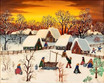 ANDRZEJ KOWALSKI (Sopron, 1926 - Katowice, 2004) : Scena di paese d'inverno...  - Auction MARIA PIA E AMINTORE FANFANI - Bertolami Fine Art - Casa d'Aste