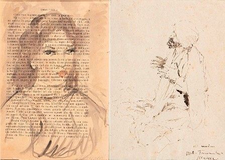 MARIO MARCUCCI (Viareggio, 1910 - 1922) : Due disegni:
1. Volto di donna
2. Uomo con turbante...  - Auction MARIA PIA E AMINTORE FANFANI - Bertolami Fine Art - Casa d'Aste