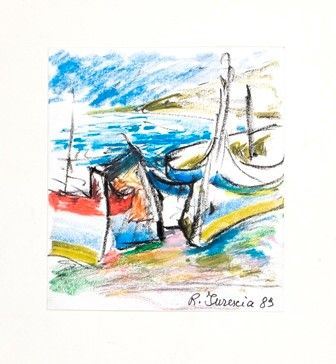 ROMEO IURESCIA (Petacciato, 1940) : Paesaggio marino, 1989...  - Auction MARIA PIA E AMINTORE FANFANI - Bertolami Fine Art - Casa d'Aste