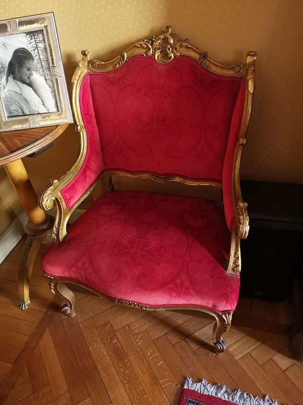 Coppia di poltrone stile Luigi XVI...  - Asta Maria Pia e Amintore Fanfani: Memorabilia, Onorificenze, Fashion&Luxury, Opere e Oggetti d'Arte, Arredi. - Bertolami Fine Art - Casa d'Aste