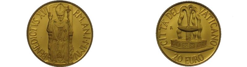 Vaticano. Benedetto XVI (2005-2013). 20 Euro 2005. Au 917 (6 G)