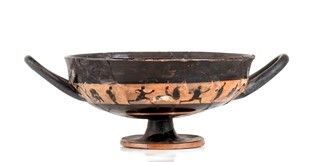 KYLIX ATTICA A FIGURE NERE TIPO BAND CUP
VI secolo a.C.
alt. cm 10,5; diam. cm ...