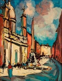 ACHILLE SDRUSCIA : Piazza Navona...  - Asta Arte moderna e contemporanea. Dipinti, disegni, sculture e stampe d'autore del XIX e del XX secolo - Bertolami Fine Art - Casa d'Aste