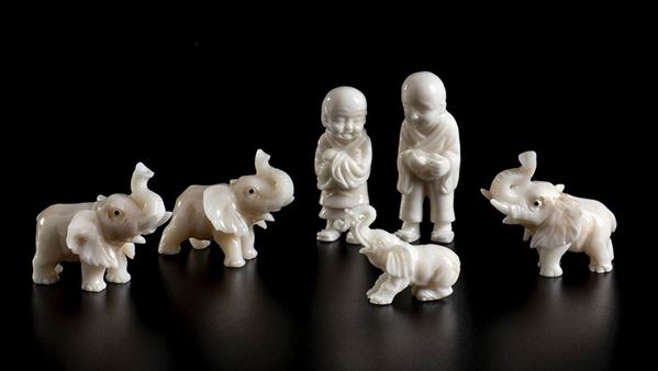 Sei sculture in corallo Giapponese...