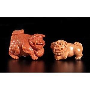 Due sculture in corallo  (corallium elatius - Origine Taiwan)...