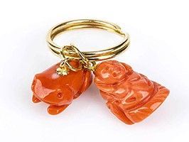 Portachiavi in oro con pendenti in corallo Cerasuolo...  - Auction CORALLI, PERLE E CAMMEI: GIOIELLI E OGGETTI D’ARTE DALLA LIQUIDAZIONE DELL’AZIENDA MONDIAL CORAL DI TORRE DEL GRECO - Bertolami Fine Art - Casa d'Aste
