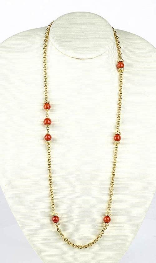 COLLANA IN ORO, CORALLO E DIAMANTI...  - Auction CORALLI, PERLE E CAMMEI: GIOIELLI E OGGETTI D’ARTE DALLA LIQUIDAZIONE DELL’AZIENDA MONDIAL CORAL DI TORRE DEL GRECO - Bertolami Fine Art - Casa d'Aste
