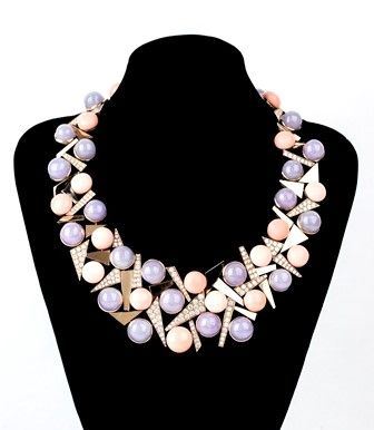 Girocollo in oro con giada lavanda, corallo rosa e diamanti - manifattura SANDI...