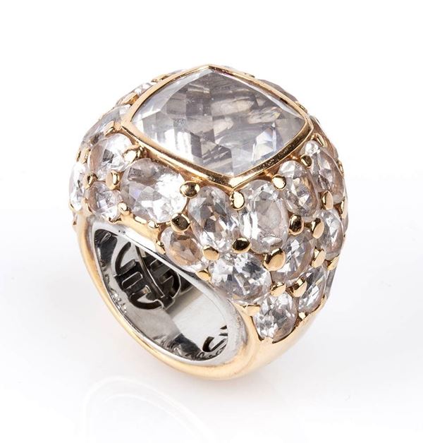 Anello in oro con pavé di cristallo di rocca - Cod. doganale 97039000 - country...