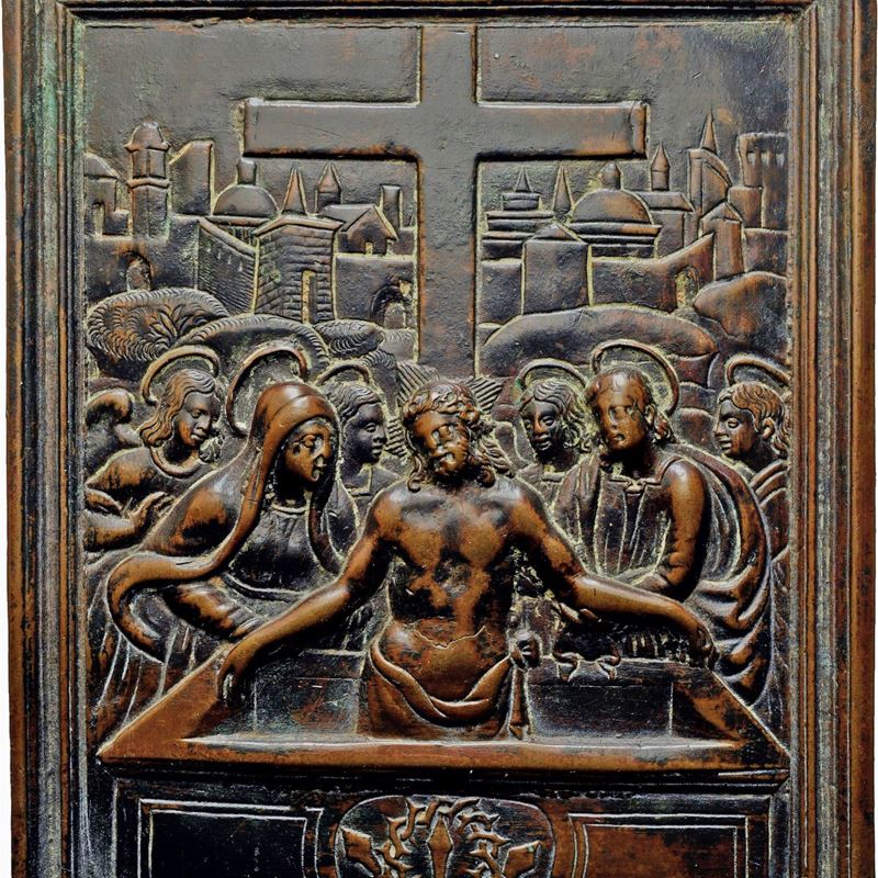 Galeazzo Mondella Detto il Moderno - Cristo Morto tra Maria e Giovanni