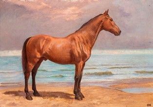 EDOARDO GIOJA (Roma, 1862 - Londra, 1937) - Cavallo sul mare...