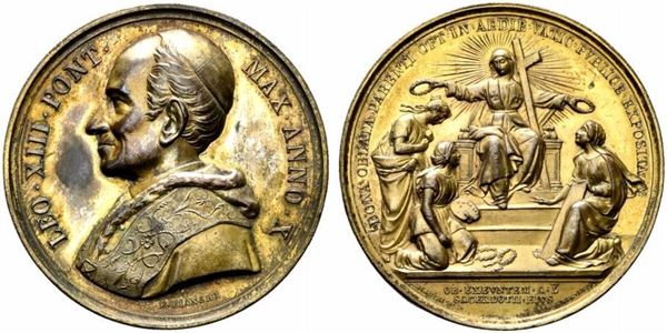 ROMA. Leone XIII (1878-1903). Medaglia Esposizione Artistica in Vaticano 1887 a...