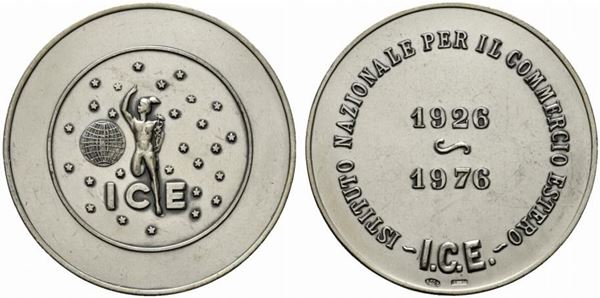 ISTITUTO NAZIONALE PER IL COMMERCIO ESTERO. Medaglia 1976 Ag (39,84 g - 49,5 mm...