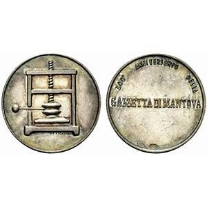 MANTOVA. Medaglia 300° anniversario della Gazzetta di Mantova. Ag (14,2 g - 32 ...  - Auction MARIA PIA E AMINTORE FANFANI - Bertolami Fine Art - Casa d'Aste