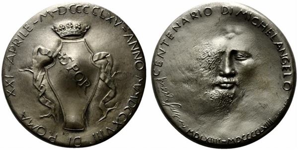 ROMA. Medaglia centenario di Michelangelo 1965. Coniazione Johnson Opus Pericle...  - Asta MARIA PIA E AMINTORE FANFANI - Bertolami Fine Art - Casa d'Aste