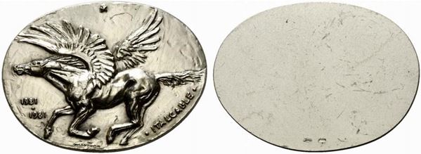 ITALCABLE. Medaglia commemorativa 1921-1981. Ag (54,42 g - 41x57 mm)....  - Auction MARIA PIA E AMINTORE FANFANI - Bertolami Fine Art - Casa d'Aste