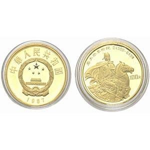 CINA. 100 Yuan 1987 Proof. Au 0.917 (11,3 g). D/emblema nazionale, data in bass...