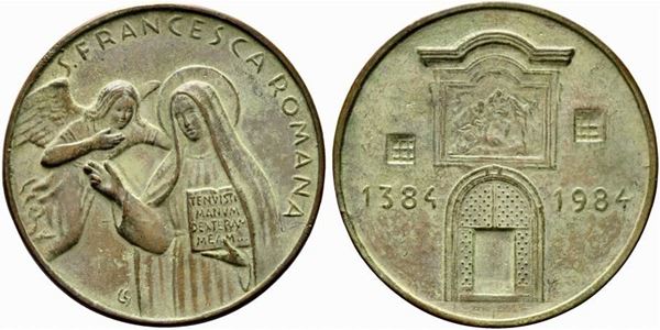 Santa Francesca Romana (1384-1440). Medaglia 1984 AE (220 g - 84 mm). ...  - Asta MARIA PIA E AMINTORE FANFANI - Bertolami Fine Art - Casa d'Aste