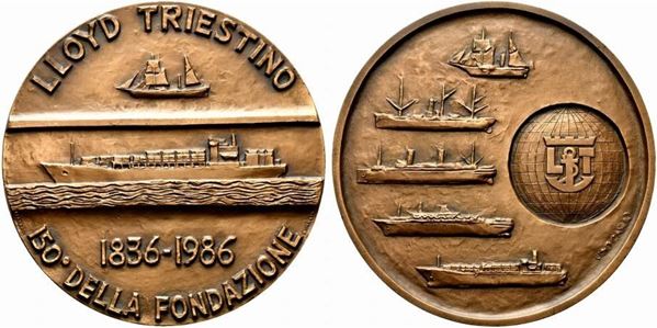 TRIESTE. Lloyd Triestino. Medaglia 1986. 150° anniversario della fondazione AE ...