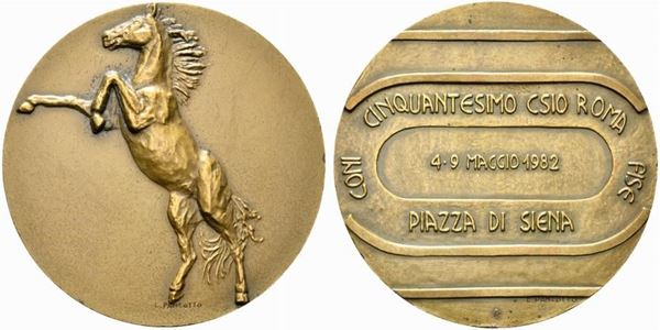 ROMA. Medaglia 1982 Cinquantesimo di Piazza di Siena. AE (81,71 g - 60,2 mm) Op...