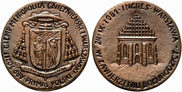 POLONIA. Medaglia 1981 Arcivescovo Jozef Glemp, Gniezno e Varsavia. AE (213 g -...  - Asta MARIA PIA E AMINTORE FANFANI - Bertolami Fine Art - Casa d'Aste