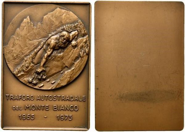 TRAFORO AUTOSTRADALE DEL MONTE BIANCO. Placca 1975. Coniazione Johnson AE (190 ...  - Asta MARIA PIA E AMINTORE FANFANI - Bertolami Fine Art - Casa d'Aste