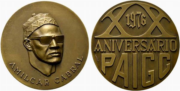 GUINEA E CAPO  VERDE. AMILCAR CABRAL. Medaglia1976 XX anniversario PAIGC Partit...