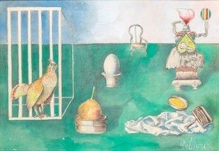 FRANCO GENTILINI (Faenza, 1909 - Roma, 1981) - Composizione con vari oggetti ed un uovo ...