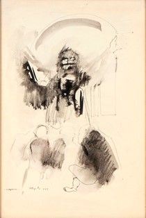 UGO ATTARDI : Orazione, 1959...  - Auction Arte moderna e contemporanea. Dipinti, disegni, sculture e stampe d'autore del XIX e del XX secolo - Bertolami Fine Art - Casa d'Aste