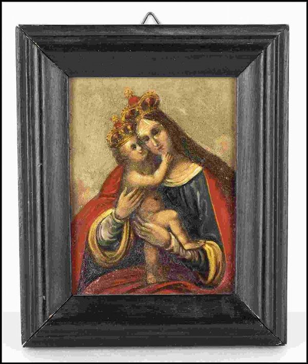 Madonna con Bambino - arte popolare XVIII-XIX secolo...  - Auction MARIA PIA E AMINTORE FANFANI - Bertolami Fine Art - Casa d'Aste