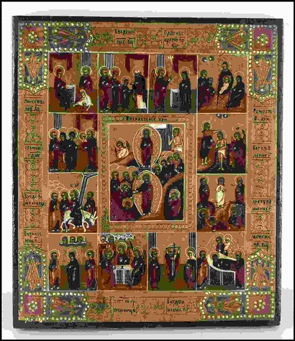 Icona Slava delle dodici feste - XVIII secolo...