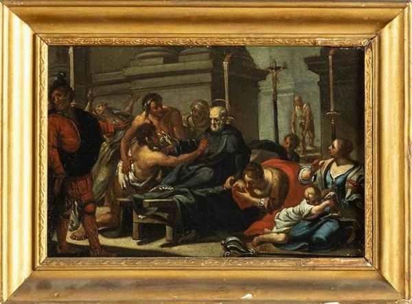 LAZZARO BALDI (Pistoia, 1624 circa - Roma, 1703), ATTRIBUITO - San Giovanni di Dio guarisce gli appestati...
