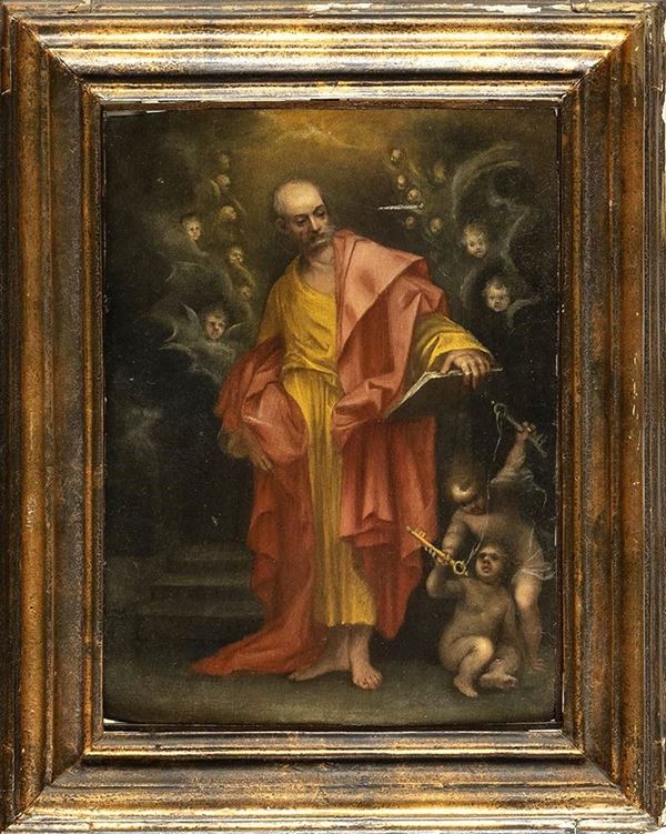Giovanni Baglione (Roma, 1573 ca. - 1643) : San Pietro circondato da Angeli...  - Auction Dipinti, Disegni e Sculture dal XIV al XIX secolo - Bertolami Fine Art - Casa d'Aste