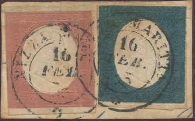 A. Diena, Sardegna – III Emissione (frammento con 20c. e 40c.)