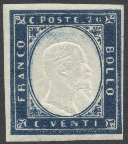 Sardegna, 20 cent. Azzurro Oltremare, 1861 - N.15Dc