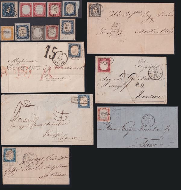 Sardinia - Interesting together  - Auction STAMPS AND POSTAL HISTORY - Bertolami Fine Art - Casa d'Aste