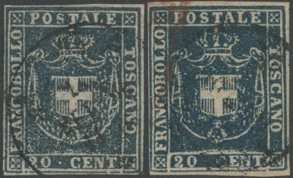 Toscana G.P. - 20 cent in due tonalità  (Toscana...)  - Asta Francobolli e Storia Postale - Bertolami Fine Art - Casa d'Aste