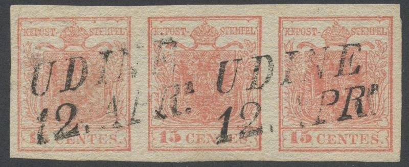 Lombardo Veneto - 15 Cent. II Tipo con Carta Pseudo Vergata