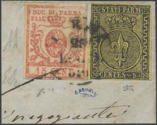 Parma -  affrancatura mista due emissioni in Gov. Provvisorio  (Parma...)  - Asta Francobolli e Storia Postale - Bertolami Fine Art - Casa d'Aste