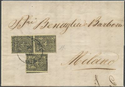Parma, Storia Postale - Lettera da Piacenza a Milano, 30.06.1856