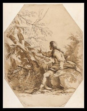 Arthur Pond (1701-1758) da Salvator Rosa (1615-1673) - Un giovane uomo seduto, 1735...