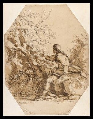 Arthur Pond (1701-1758) da Salvator Rosa (1615-1673) : Un giovane uomo seduto, 1735...  - Asta Stampe antiche, moderne e carte geografiche - Bertolami Fine Art - Casa d'Aste