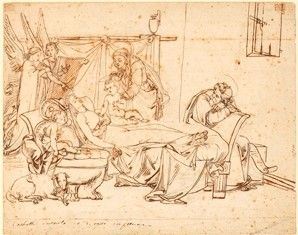 LUIGI COCHETTI (Roma, 1802 - 1884) : Dormitio Virginis...  - Auction Arte moderna e contemporanea. Dipinti, disegni, sculture e stampe d'autore del XIX e del XX secolo - Bertolami Fine Art - Casa d'Aste