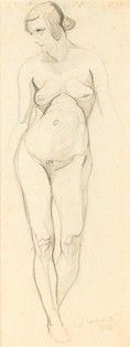 PUBLIO MORBIDUCCI (Roma, 1889-1963) - Disegno doppio di nudo, 1924...