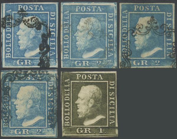 Sicily - set of 5 values  (Sicily...)  - Auction Stamps and Postal History - Bertolami Fine Art - Casa d'Aste