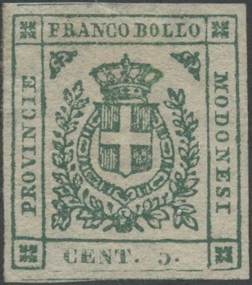 G.P. Modena - 5 cent. verde Scuro  - Asta Francobolli e Storia Postale - Bertolami Fine Art - Casa d'Aste