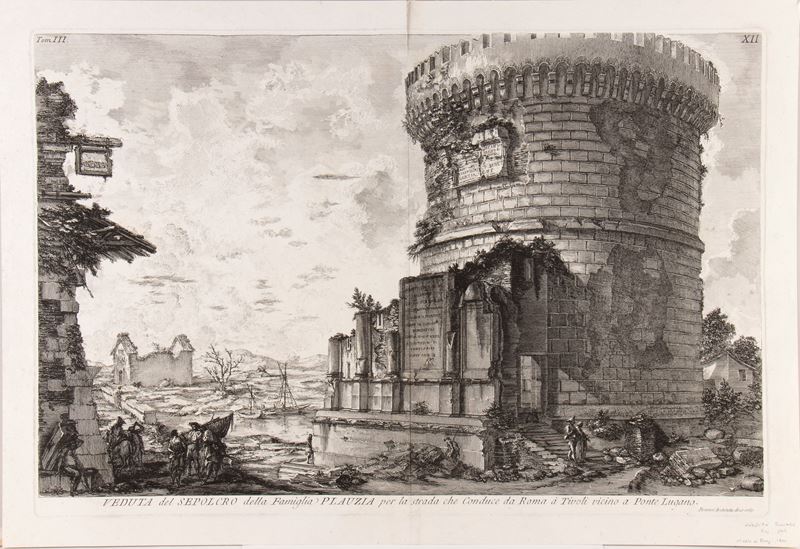 Giovanni Battista Piranesi - Veduta del Sepolcro della Famiglia Plauzia per la Strada che Conduce...