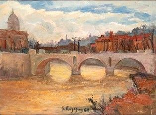 Veduta del Lungotevere, 1960...  - Asta Arte moderna e contemporanea. Dipinti, disegni, sculture e stampe d'autore del XIX e del XX secolo - Bertolami Fine Art - Casa d'Aste