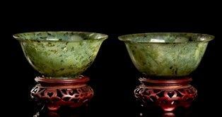 DUE CIOTOLE IN PIETRA VERDE
Cina, XX secolo...  - Asta Arte asiatica e tribale - Bertolami Fine Art - Casa d'Aste